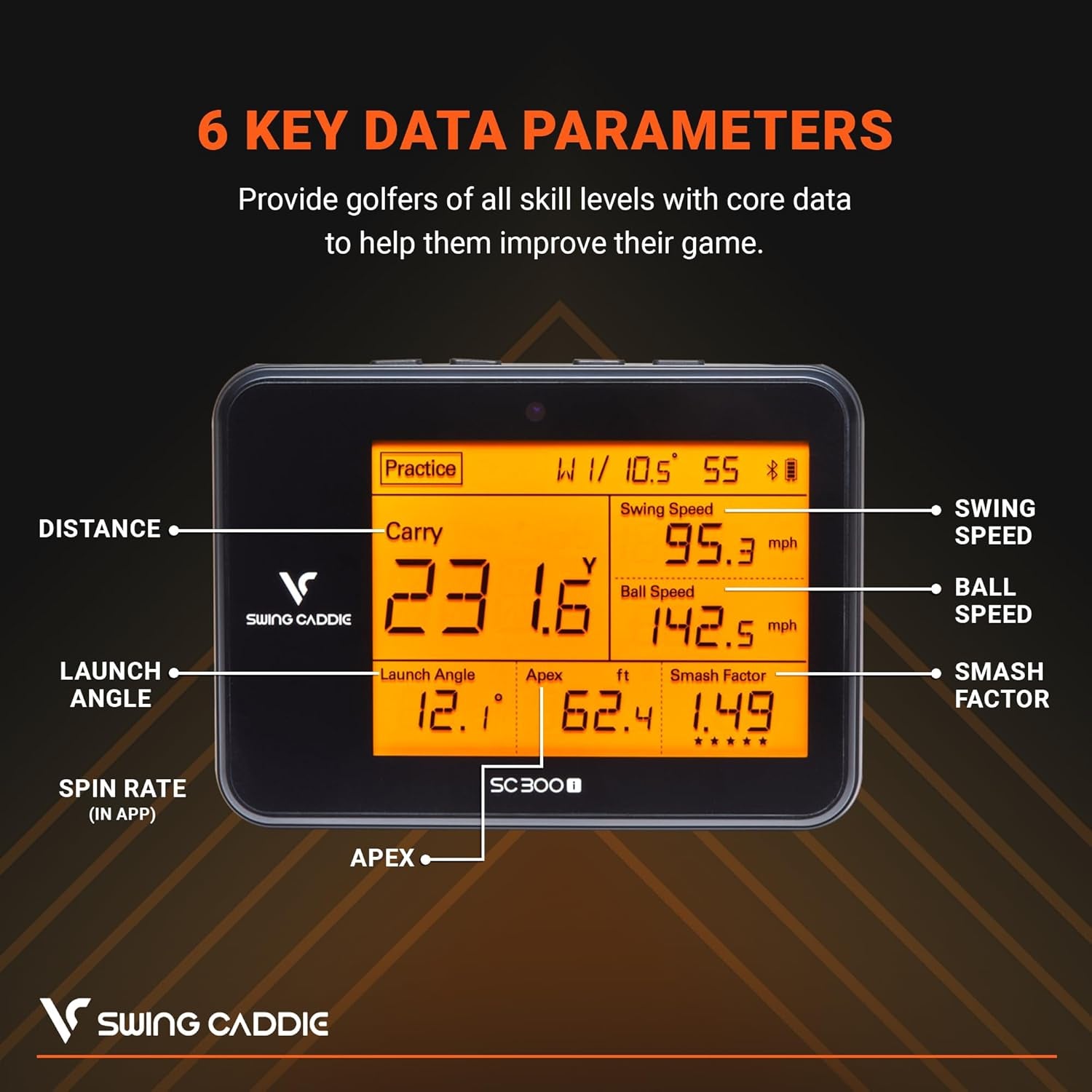 Portable Golf Launch Monitor and Swing Analyzer with Real-Time Shot Data Tracking – Ideal Golf Swing Trainer/Training Equipment for Indoor or Outdoor Use, 12-Hr Battery Life