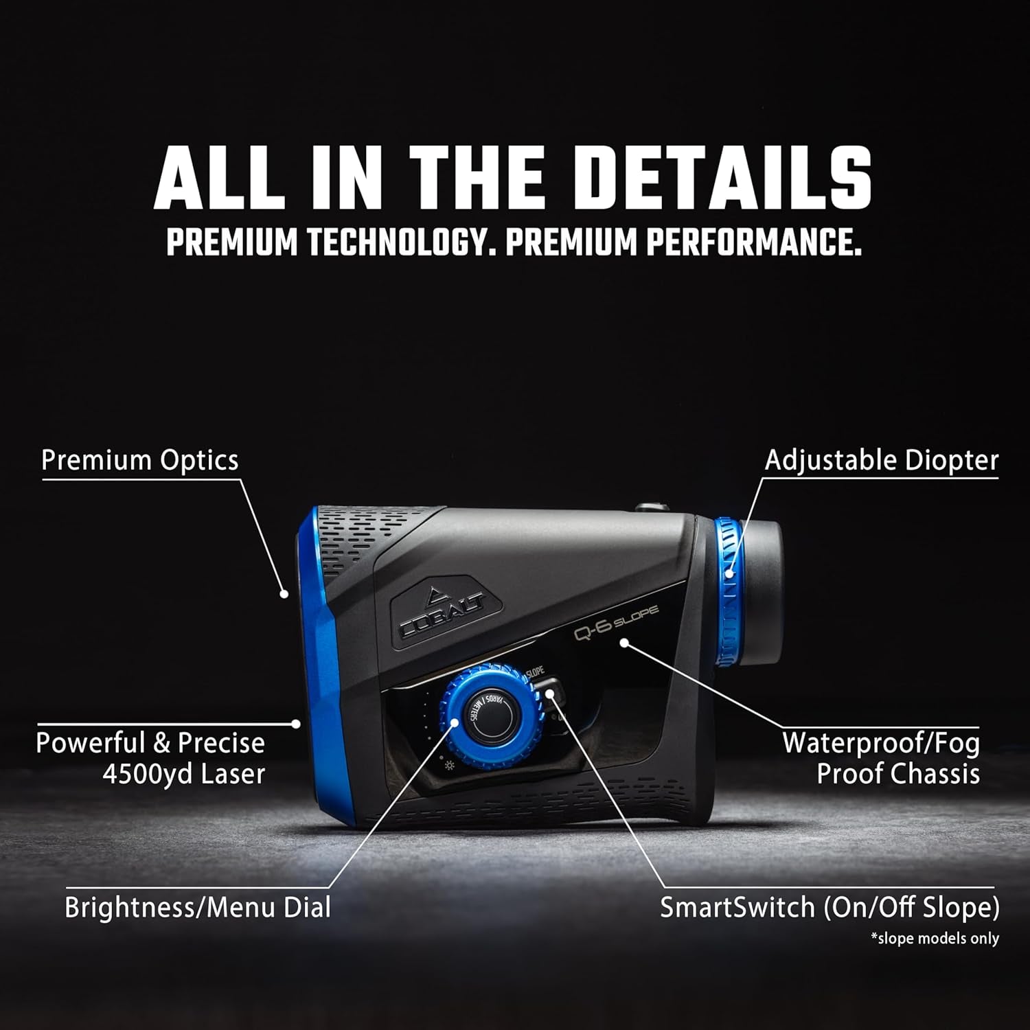 Q-6 Golf Rangefinder – Tournament Legal, Precision Laser Technology, 7X Magnification, 2,500-Yd Range, Premium HD/ED Optics, Pin & Vibration Lock, Waterproof, Durable, with Premium Case
